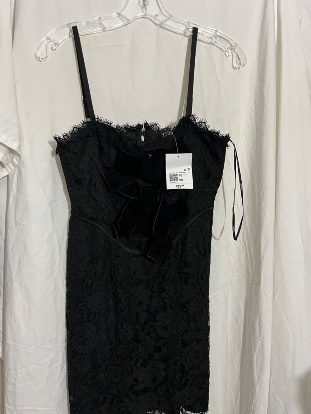 Forever 21 Black Lace Velvet Bow Cami Dress